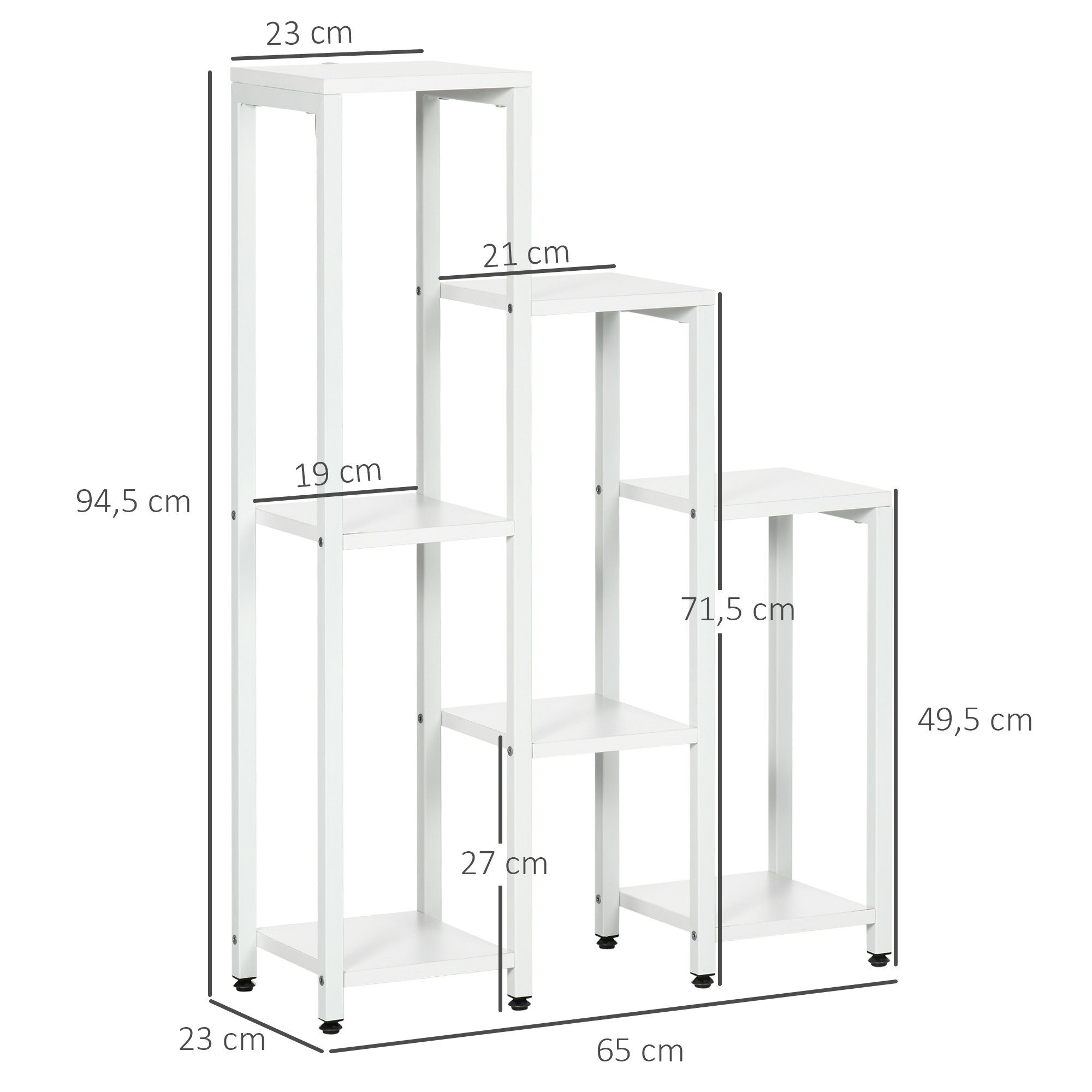 Outsunny Pflanzentreppe Pflanzenständer mit 7 Ablagen (Pflanzenregal, 1 St., Blumenständer), Weiß 65 x 23 x 94,5cm