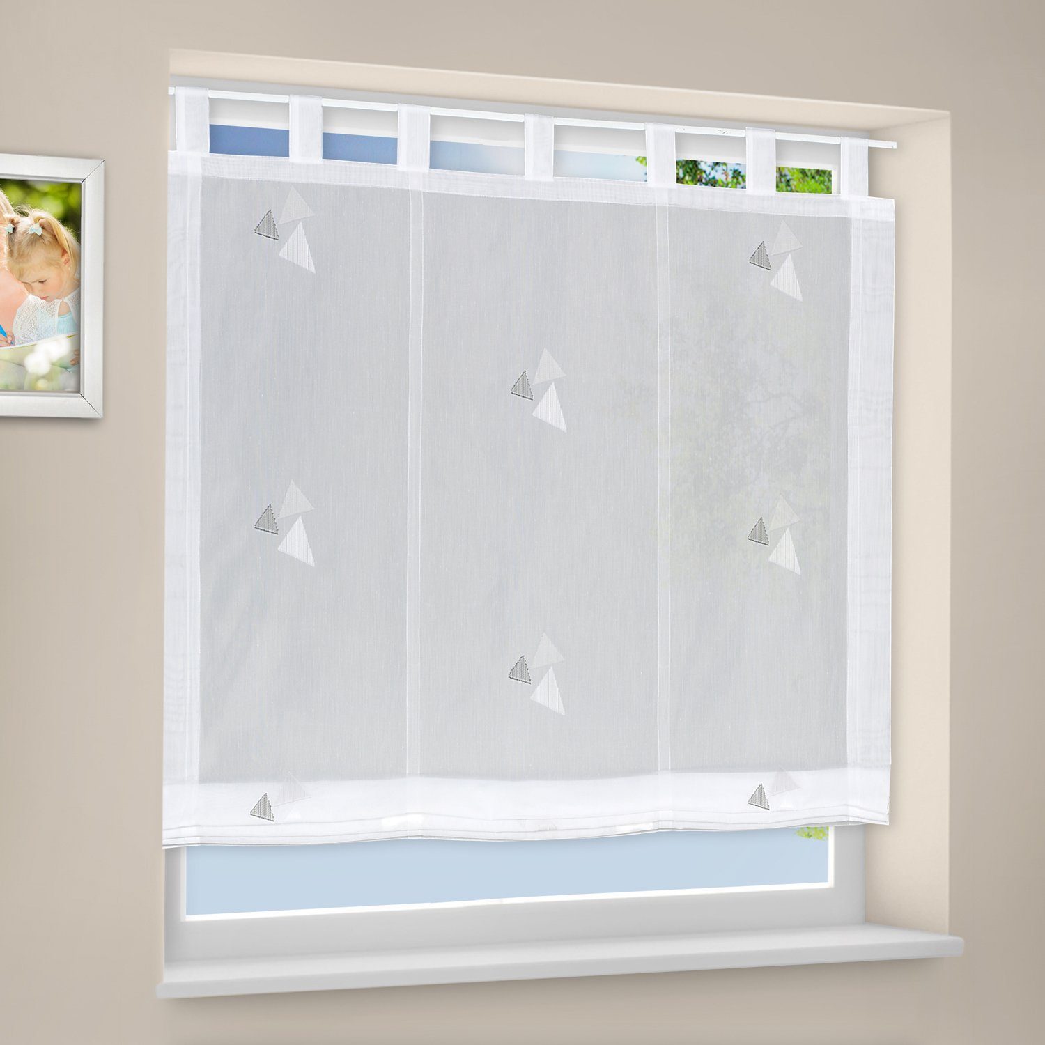 Gerster Raffrollo Gerster Schlaufen-Raffrollo mit Technik, Scherli