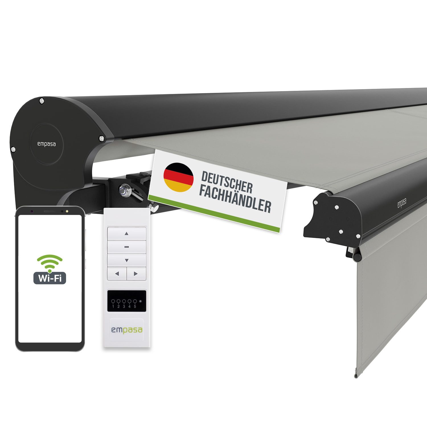 empasa Kassettenmarkise "EXPERT PLUS" Markise Vollkassettenmarkise elektrisch mit Wifi-Motor