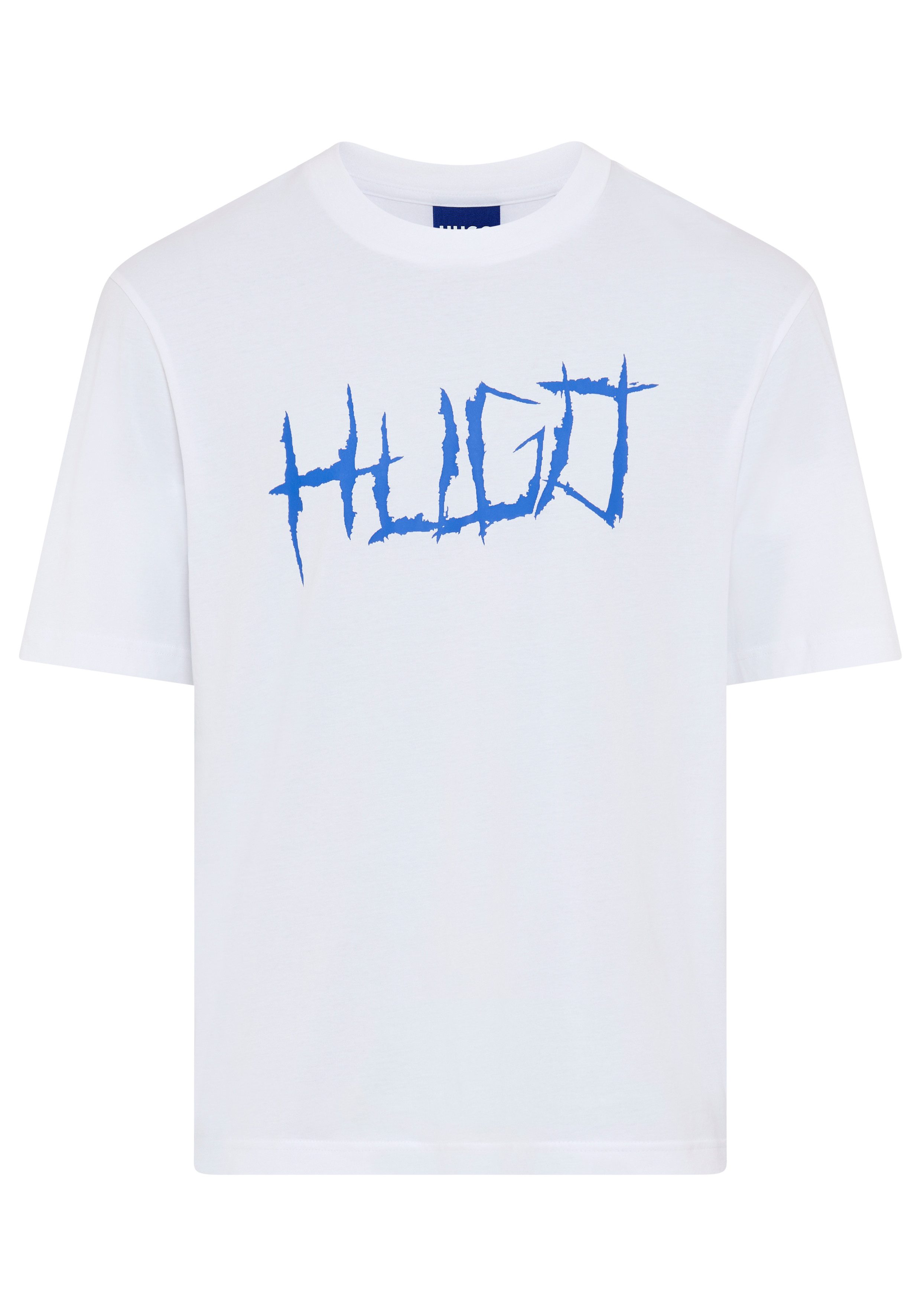 HUGO Blue T-Shirt Rundhalsausschnitt, Regular Fit, Logodruck günstig online kaufen