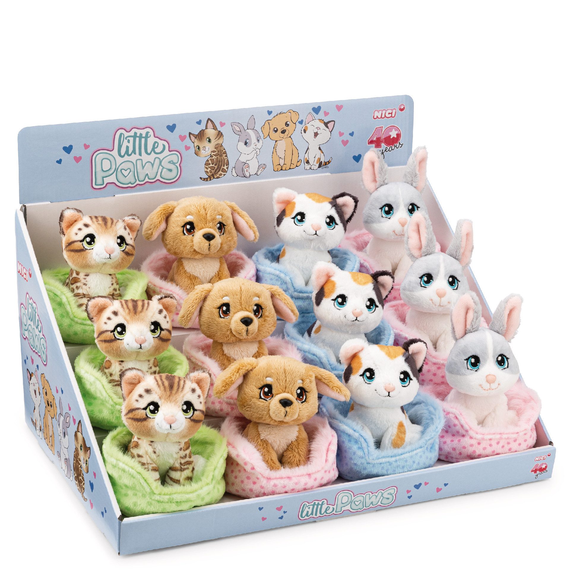 Nici Plüschfigur Nici 63320 Sortiment Kuscheltier Little Paws 12cm 4 Designs