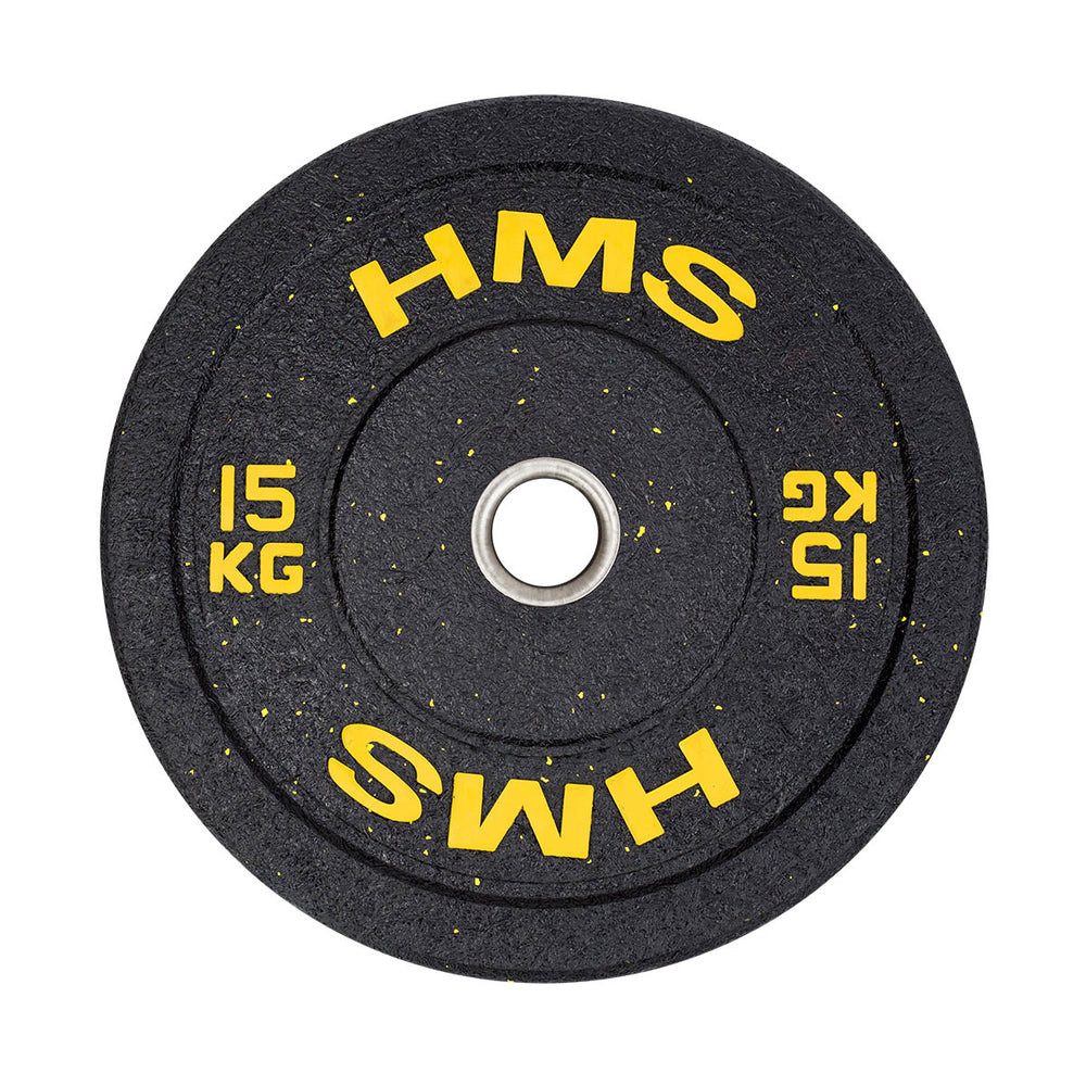 HMS Hantelscheibe Gewichtsscheibe Langhantelscheibe, 15.0 kg, (Spar-Set, 1-tlg., 45 cm Durchmesser leise), Gummi, kalibriert, 51 mm Bohrung, bodenschonend