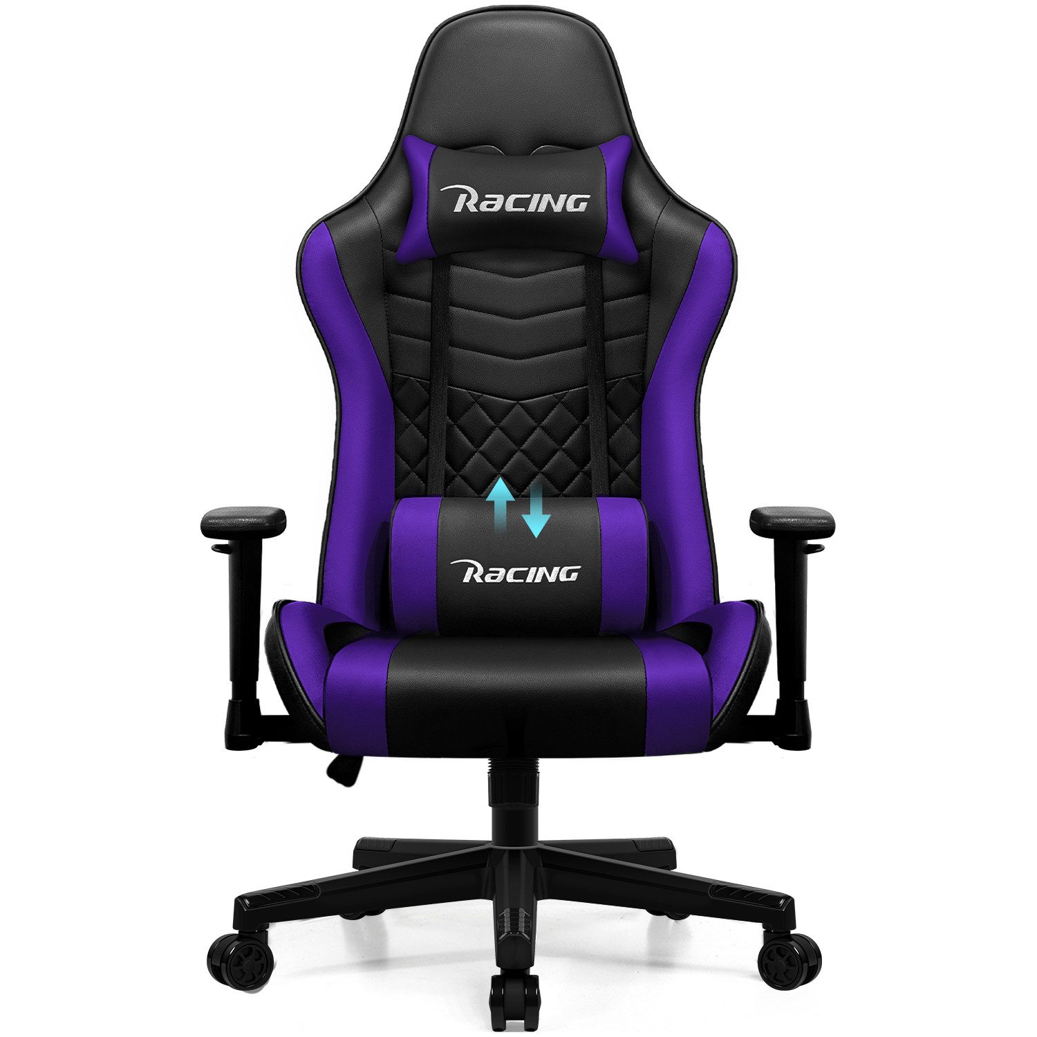 Hiazurm Gaming-Stuhl Gaming Stuhl, Bürostuhl Ergonomisch, Gaming Chair (Ergonomischer Gamer Stuhl mit Wippfunktion, bis 150 kg Belastbarkeit), Gaming Stuhl Bürostuhl mit Verstellbare Armlehnen, Kopfstütze