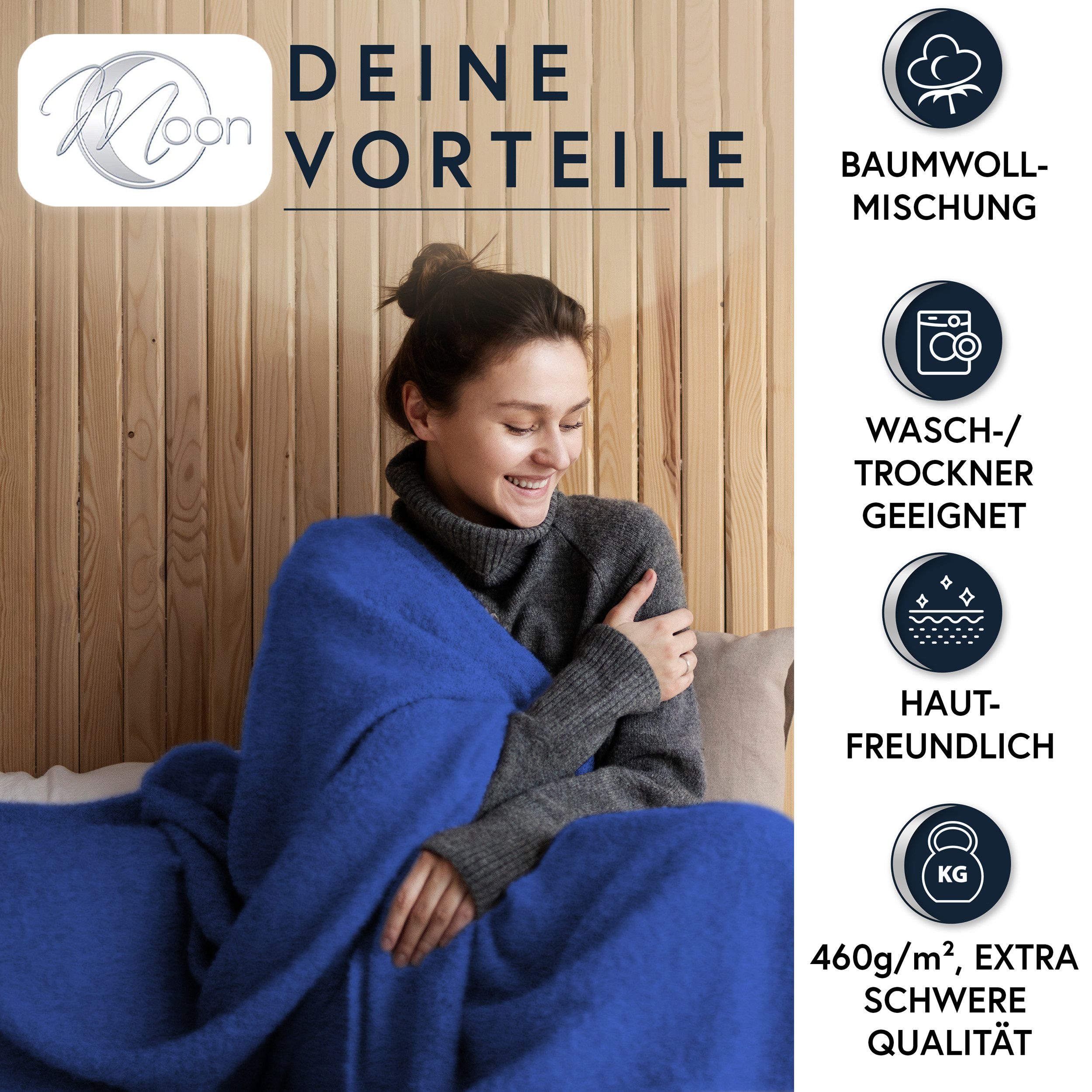 Wohndecke MOON Luxury Kuscheldecke, UNI Decke, ca. 150x200 cm, MOON Heimtex günstig online kaufen