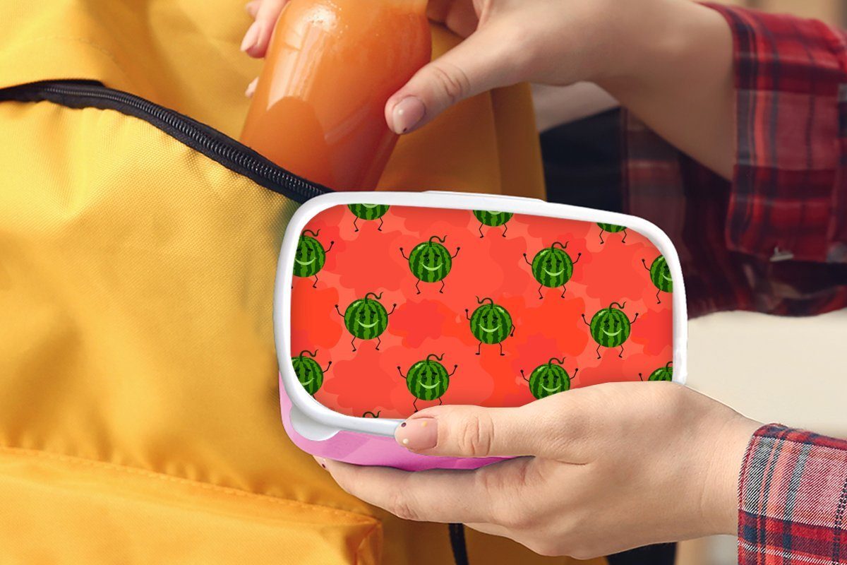 Melone Erwachsene, Kunststoff - Brotbox Brotdose Mädchen, Kinder, rosa (2-tlg), MuchoWow Snackbox, Lunchbox - Kawaii, für Kunststoff, Muster