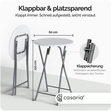 Casaria Stehtisch (1-St), Klappbar 110cm Hoch Rund Ø60cm Garten Camping Bistrotisch Partytisch