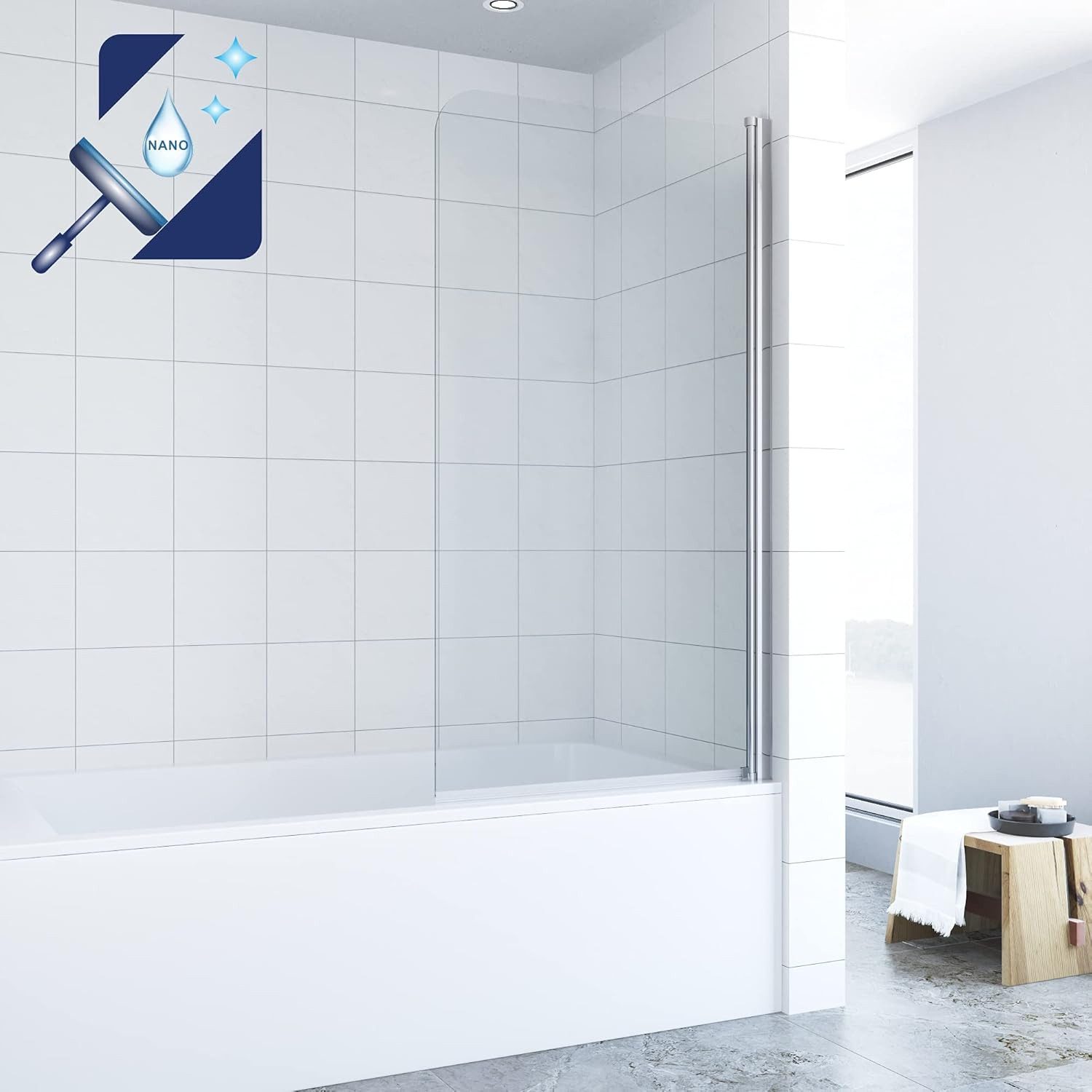 AQUABATOS Badewannenaufsatz Eck Glas Duschwand für Badewanne 1 tlg 2 tlg 3 tlg