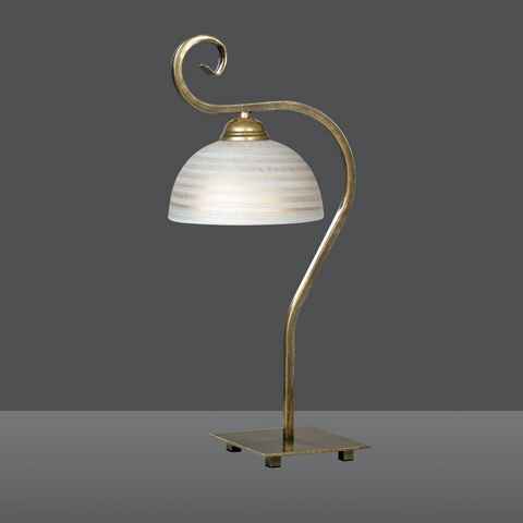 Licht-Erlebnisse Nachttischlampe ELISA, ohne Leuchtmittel, Große Tischlampe Metall Glas in Gold Weiß 50cm Bett Schlafzimmer