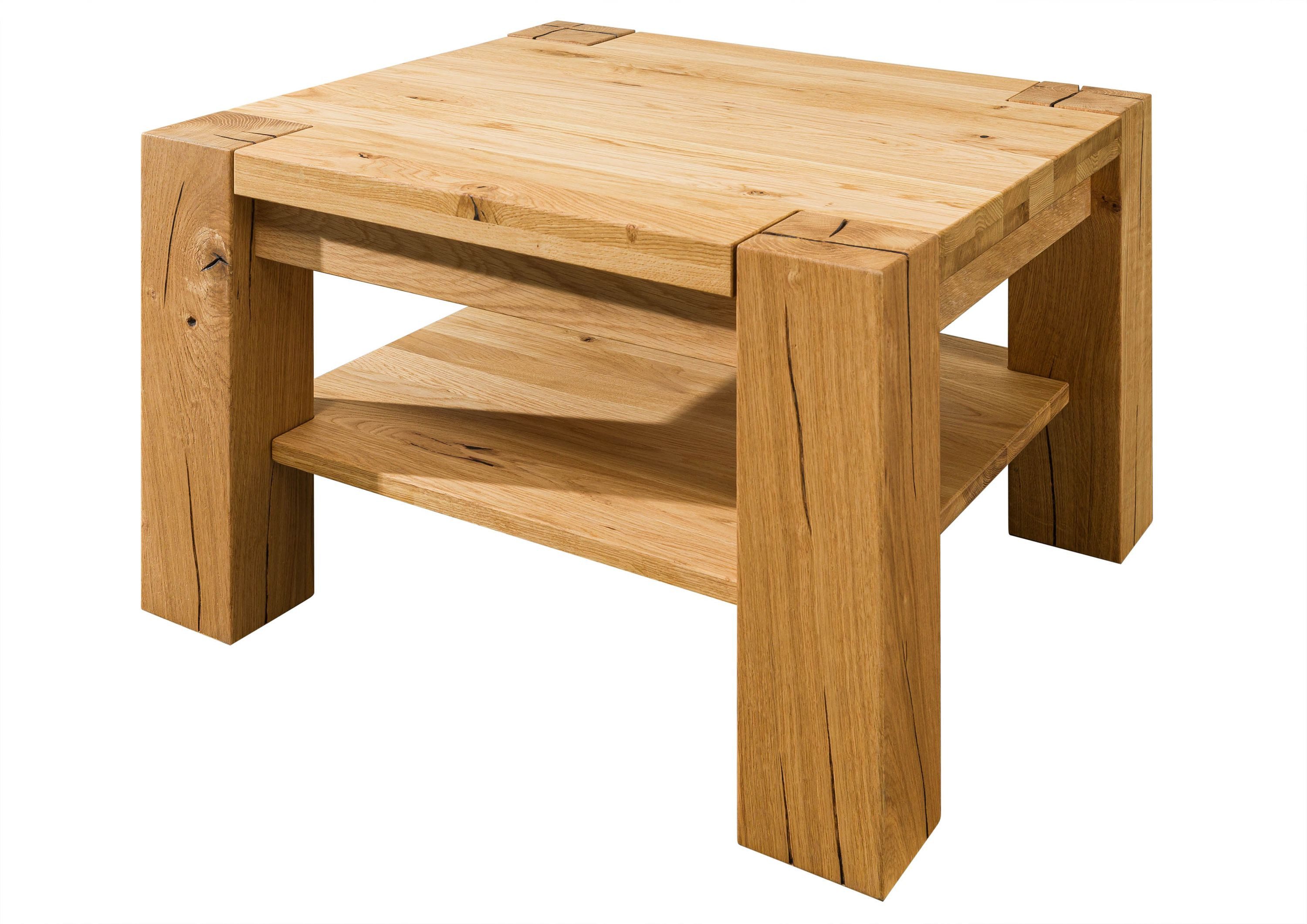 Massivmoebel24 Couchtisch KENT (Massivholz, Massivholztisch), Wildeiche 70x70x45 natur geölt KENT #114