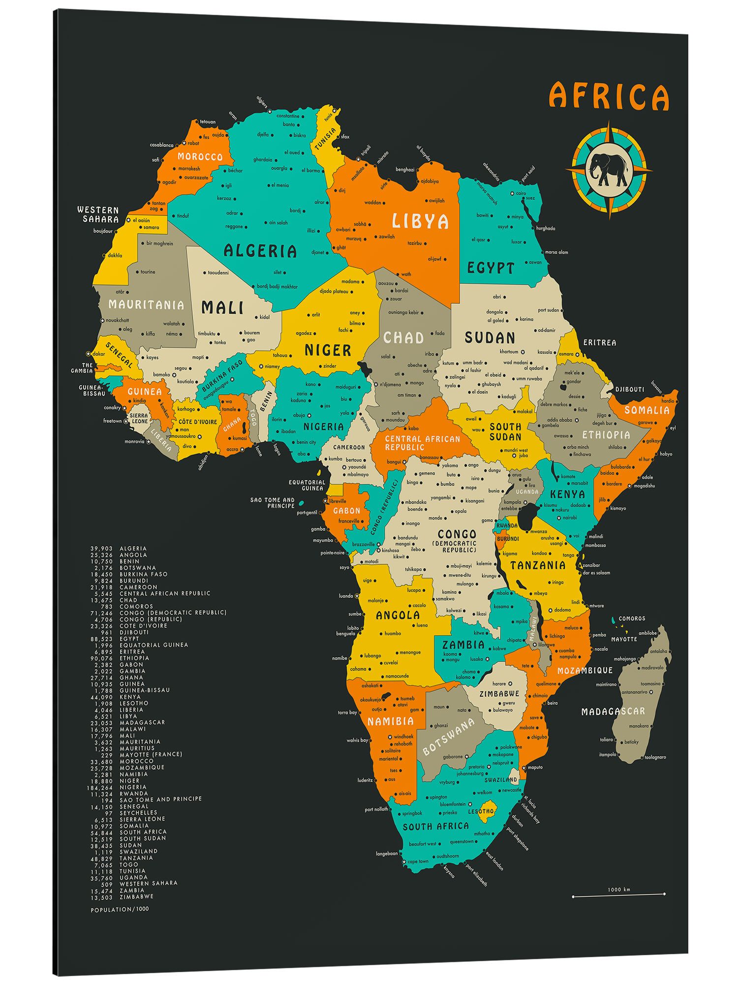Posterlounge Poster Jazzberry Blue, Afrika-Karte, Klassenzimmer günstig online kaufen