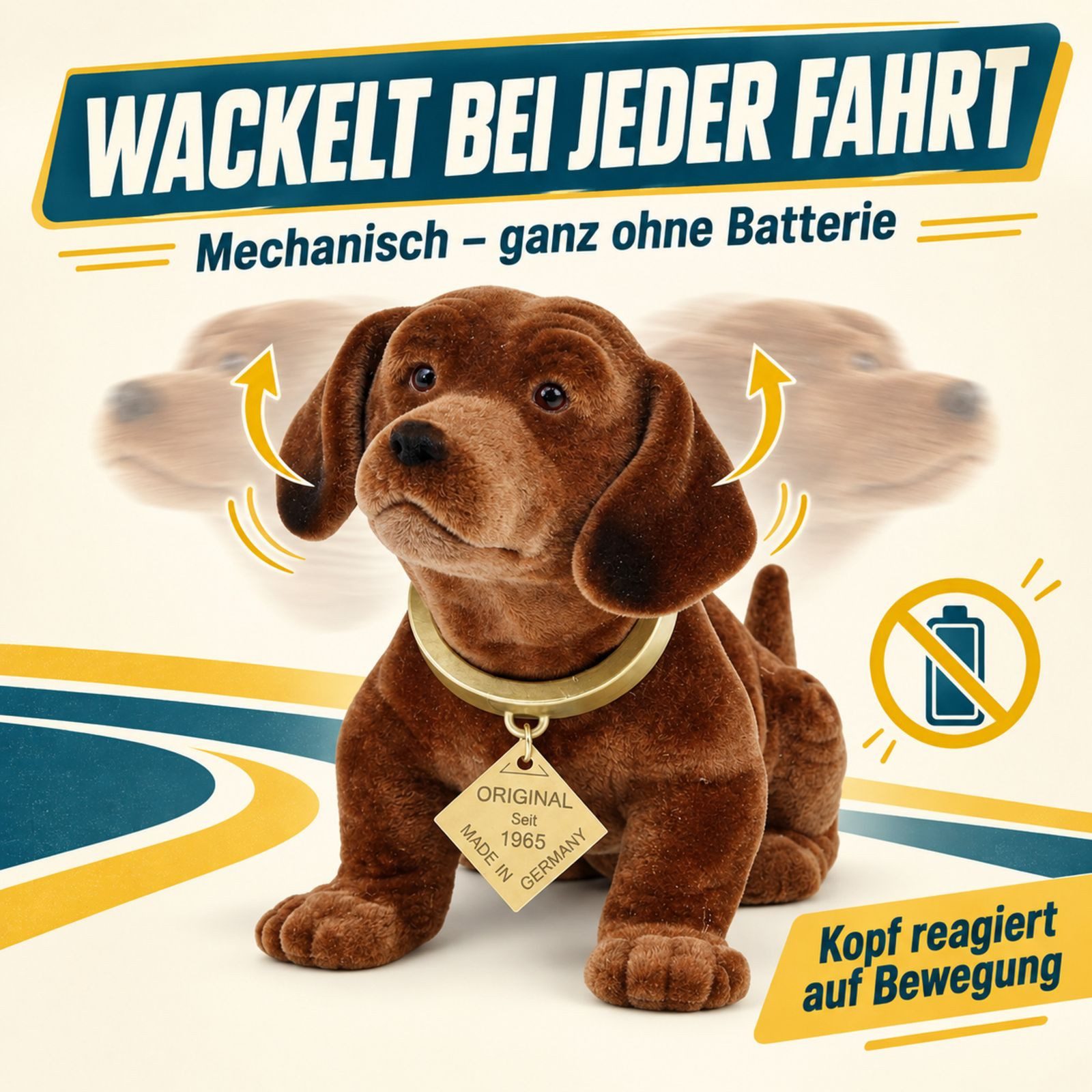 Kremers Schatzkiste Dekofigur Original Wackeldackel klein Wackelhund 19cm Auto Hutablage von Rakso – Bild 3 von 5
