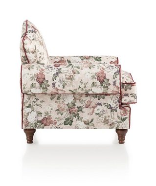Furn.Design Sessel Elita (Polstersessel in Creme mit Blumenmuster, Landhausstil), mit Bonell Federkern