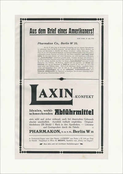 Kunstdruck Laxin-Konfekt Abführmittel Pharmakon Berlin Amerikaner Brief Faksimile, (1 St)