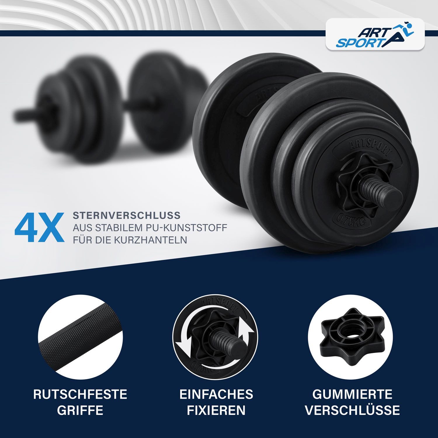ArtSport Hantel-Set, 2er Hantelset mit 2 Kurzhanteln und Sternverschlüssen