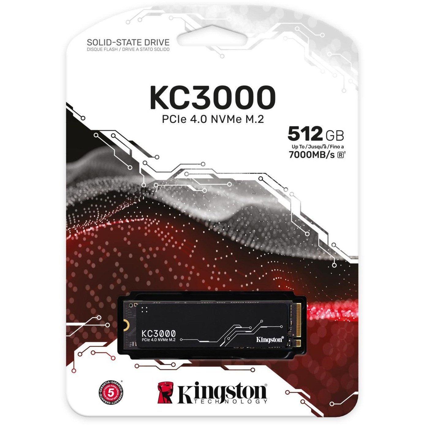 Kingston KC3000 512GB M.2 2280 NVMe SSD interne SSD (512 GB) M.2" 7000 MB/S Lesegeschwindigkeit, 3900 MB/S Schreibgeschwindigkeit, PCIe Gen4 x4, Phison E18, 3D TLC NAND, Graphen-Heatspreader