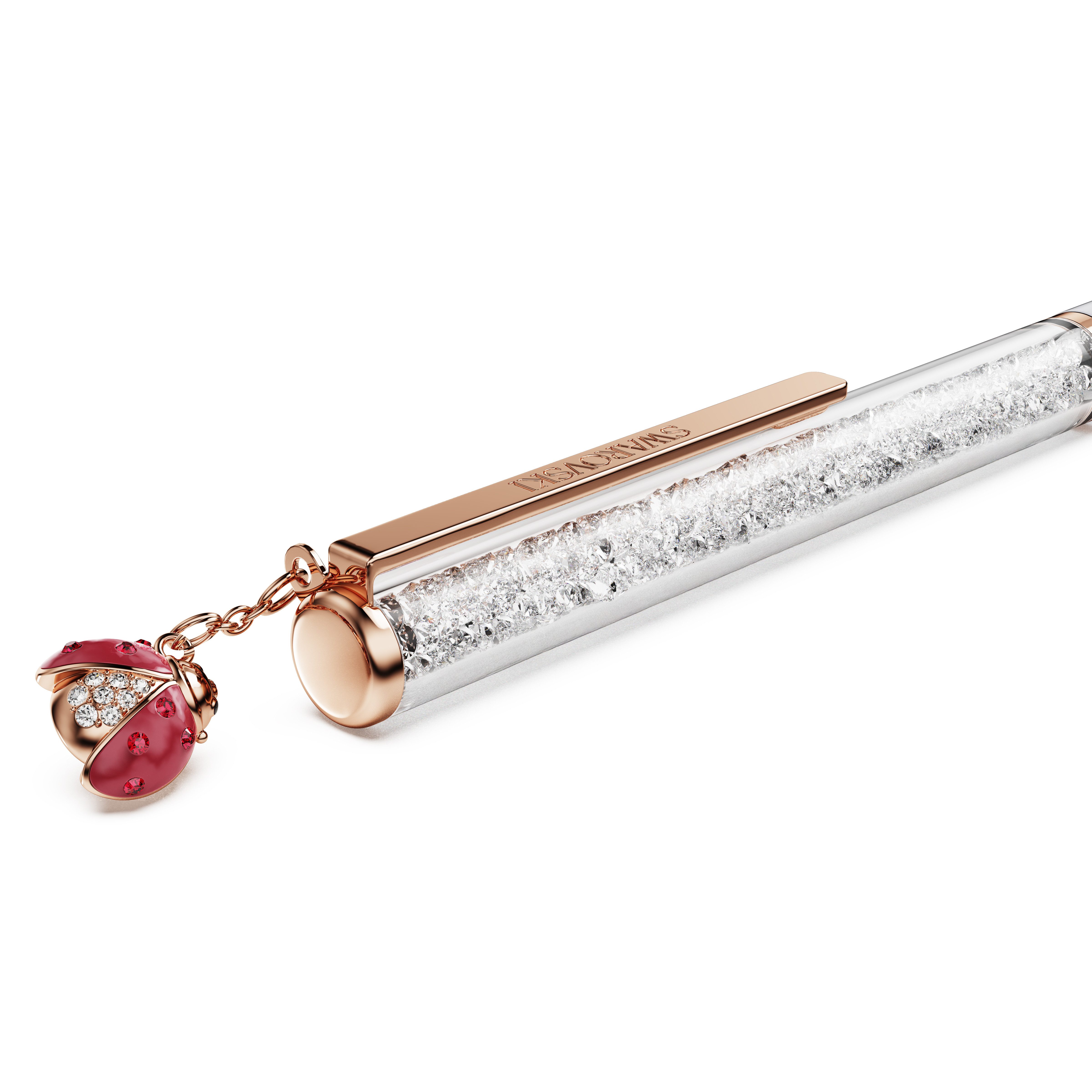 Swarovski Drehkugelschreiber Schreibgerät Geschenk CRYSTALLINE mit Marienkäfer-Charm, mit Swarovski® Kristallen