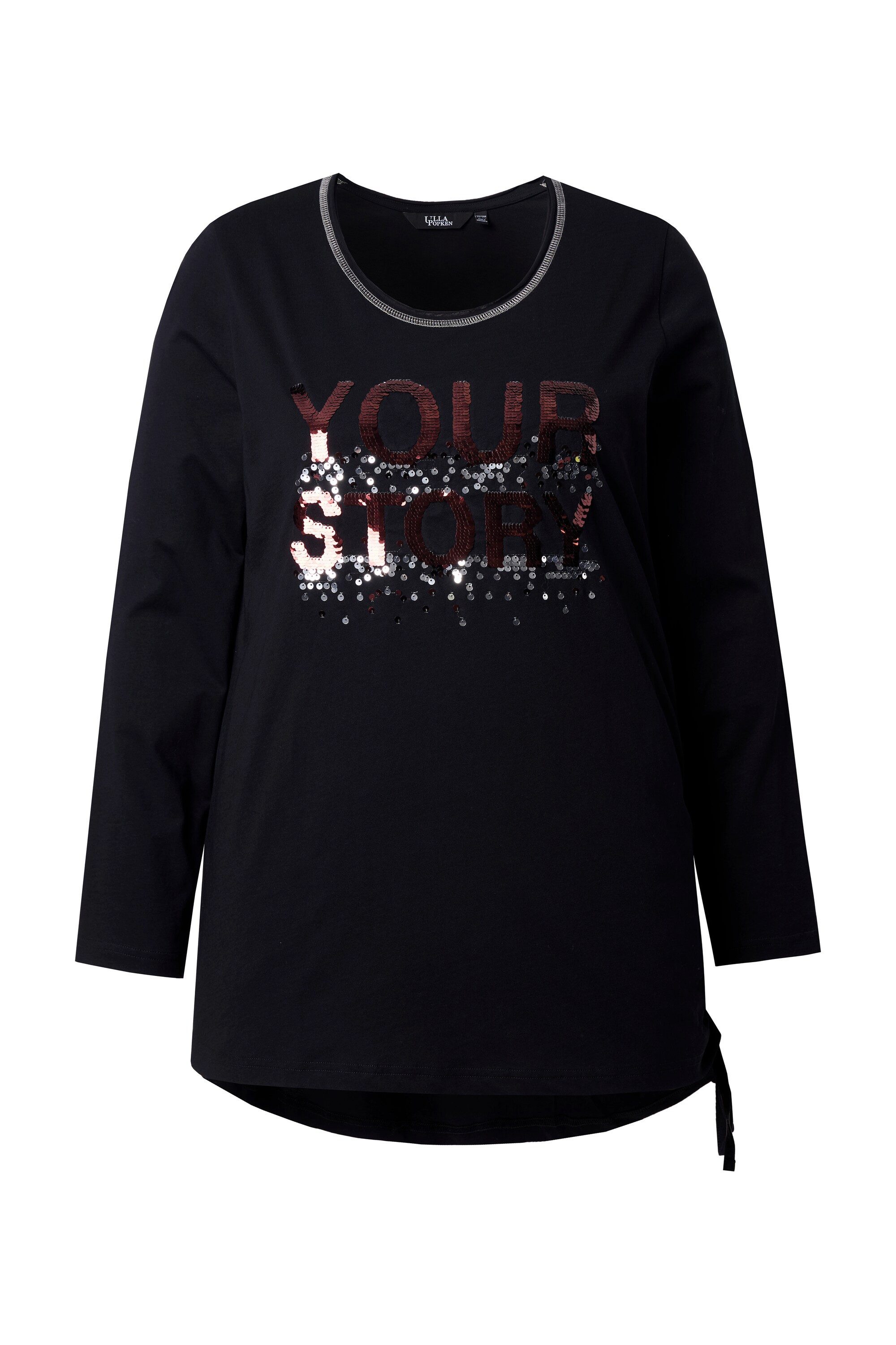Longsleeve Shirt Pailletten-Schriftzug Classic Rundhals