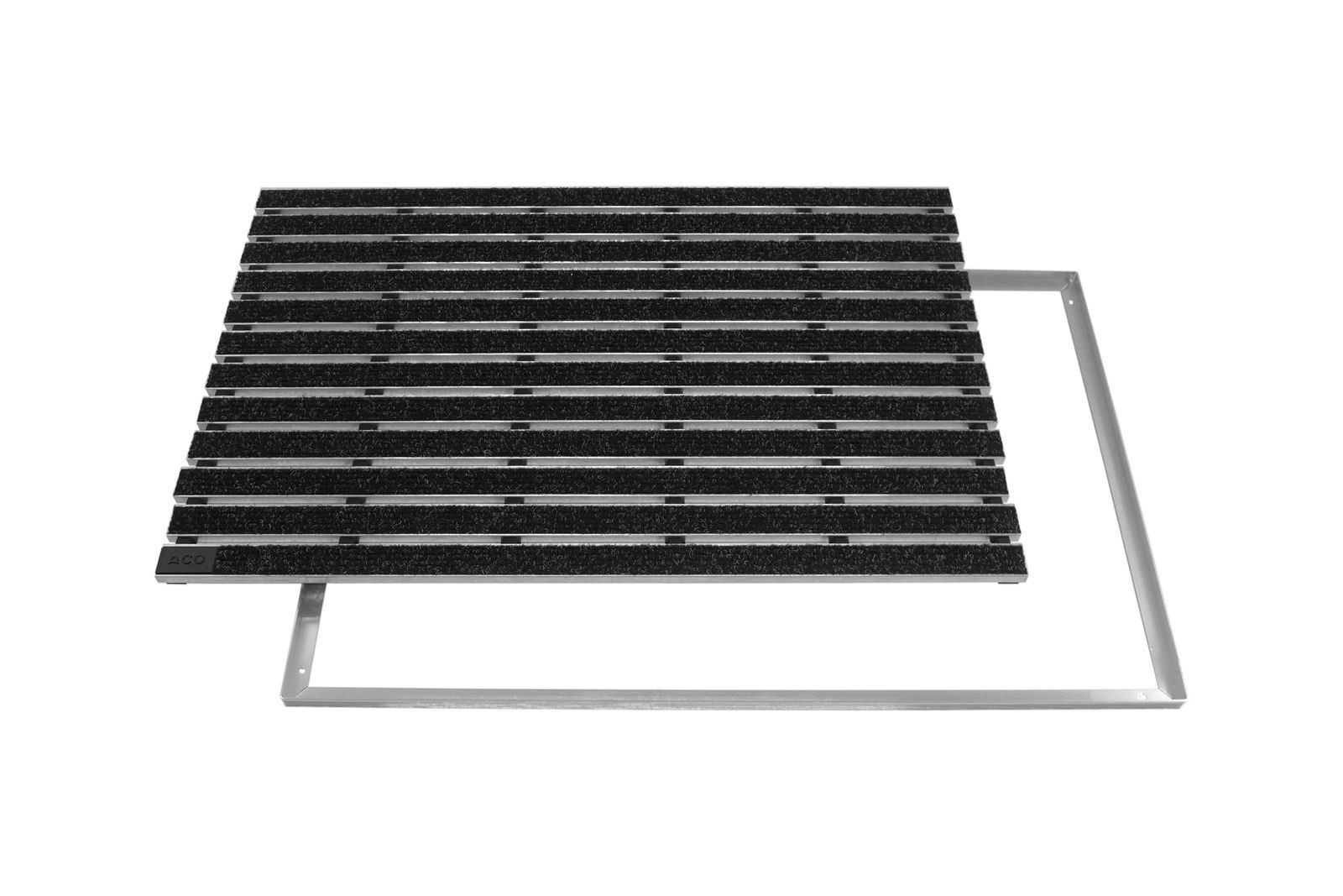 ACO Severin Ahlmann GmbH & Co. KG Fußmatte Eingangsmatte Vario + Rahmen Aluminium, Rips Anthrazit, rechteckig, Höhe: 12 mm, Größe: 750x500 mm, für Innen- und Außenbereich