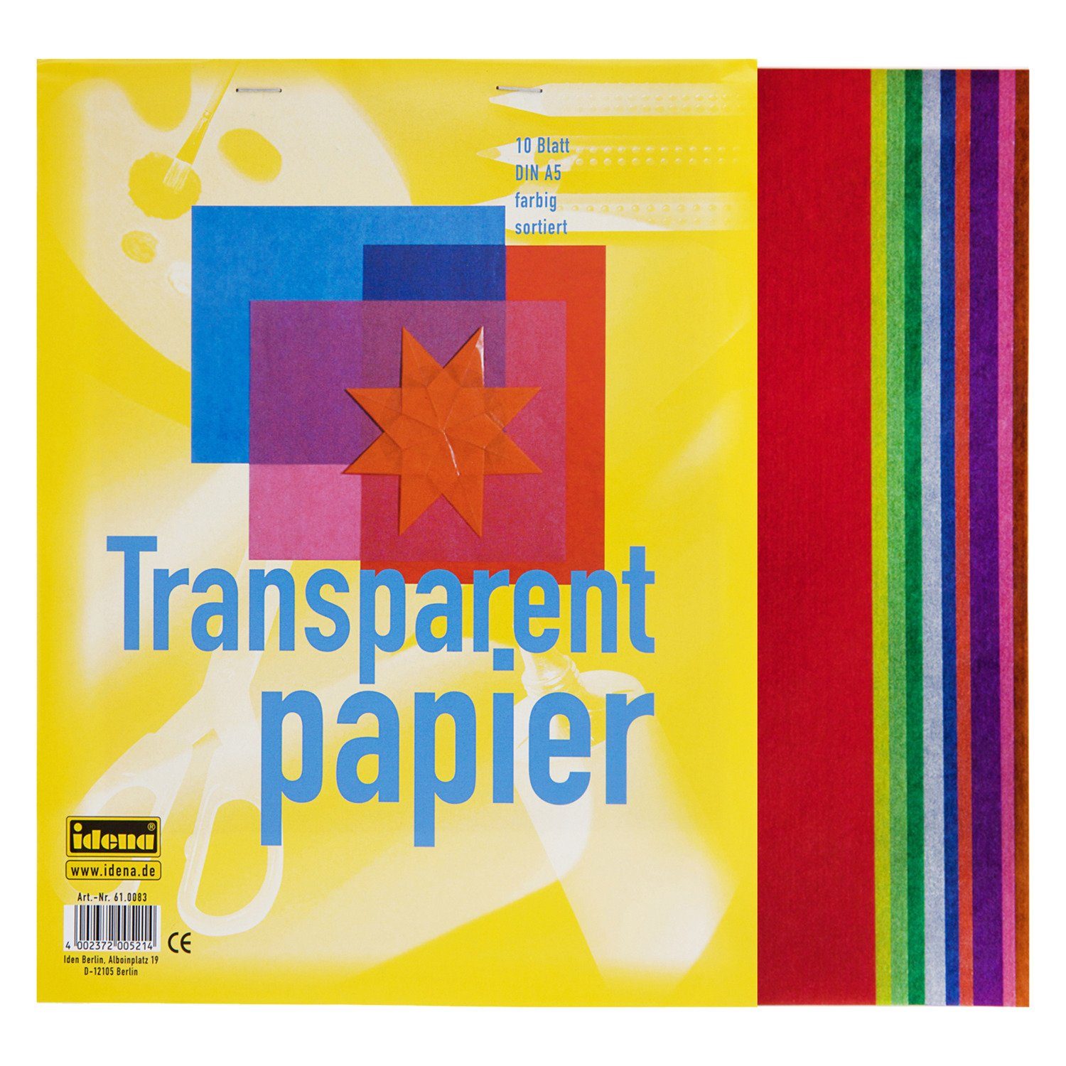 farbig Transparentpap. Transparentpapier Idena 10 Idena sortiert Blatt A5