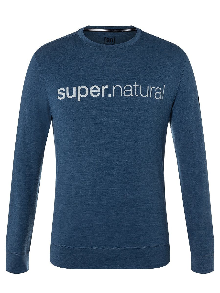 SUPER.NATURAL Sweatshirt Merino Sweatshirt DENIM M DARK CREW BLACK SIGNATURE MELANGE/JET pflegeleichter Merino-Materialmix