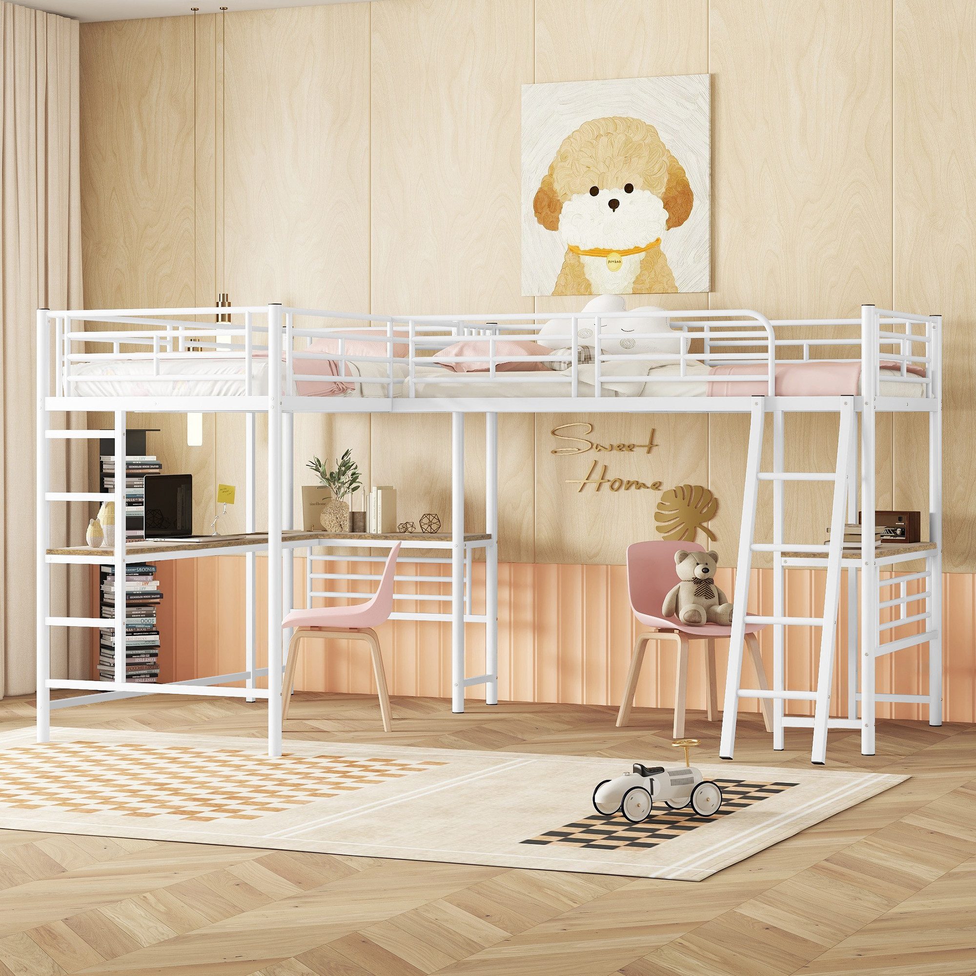Flieks Hochbett Kinderbett Metallbett 90x200cm mit günstig online kaufen