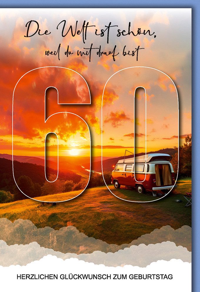 Verlag Dominique Grußkarten 60. Geburtstag Karte mit Umschlag Camper