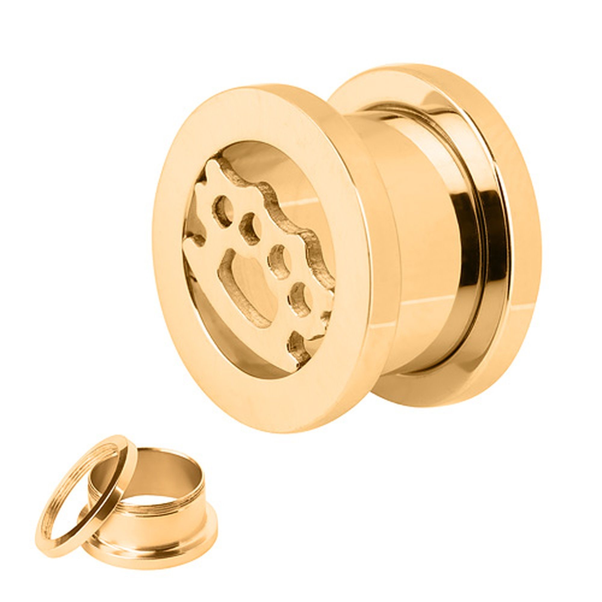 Taffstyle Plug Piercing Edelstahl Gold Flesh Schlagring Style, Style Plug Piercing Schraub Edelstahl Tunnel Schlagring
