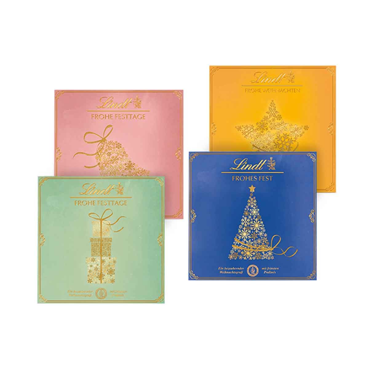LINDT Schokolade, Lindt Frohe Festtage Pralinen Mischung in Geschenkverpackung 80g