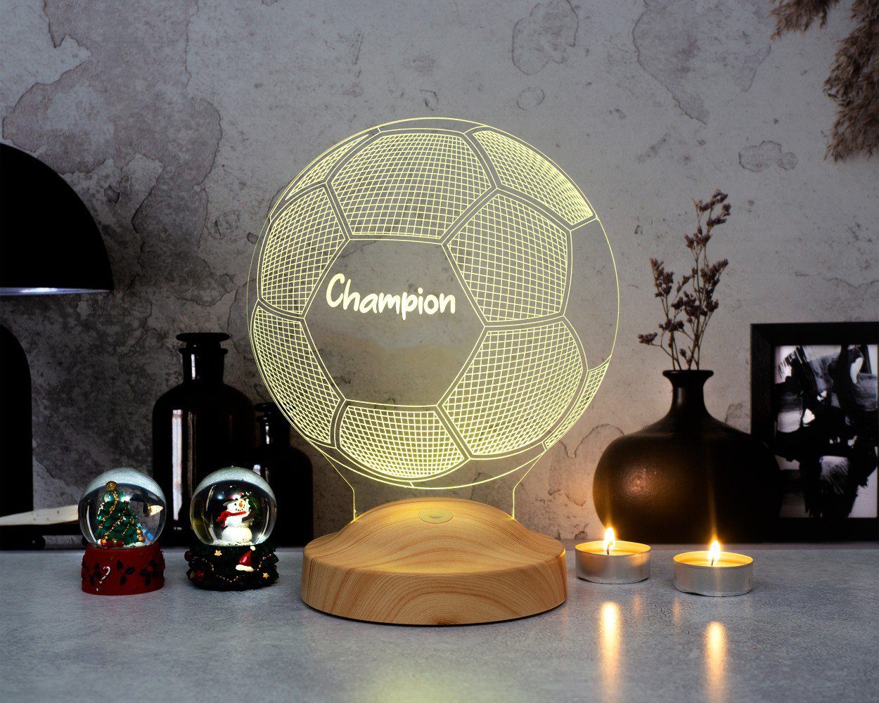 Fußballspieler, Nachtlicht Nachttischlampe Leuchte Geschenkelampe integriert, LED Jungen Fußball Fussball für 3D Geburtstagsgeschenk Fans, fest 7 Farben Geschenk für