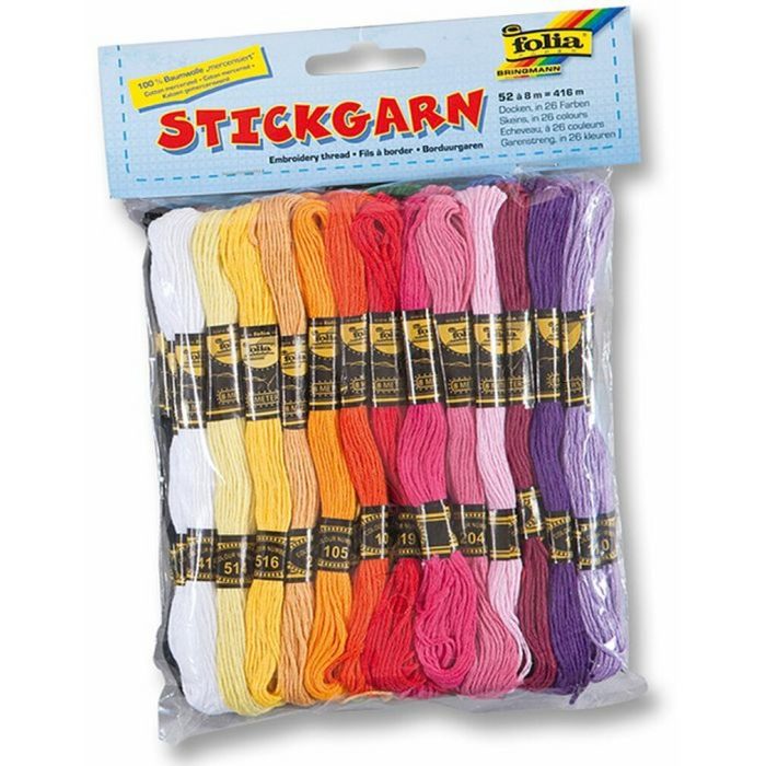 Folia Kreativset Stickgarn 52 Docken # 8m in 26 Farben