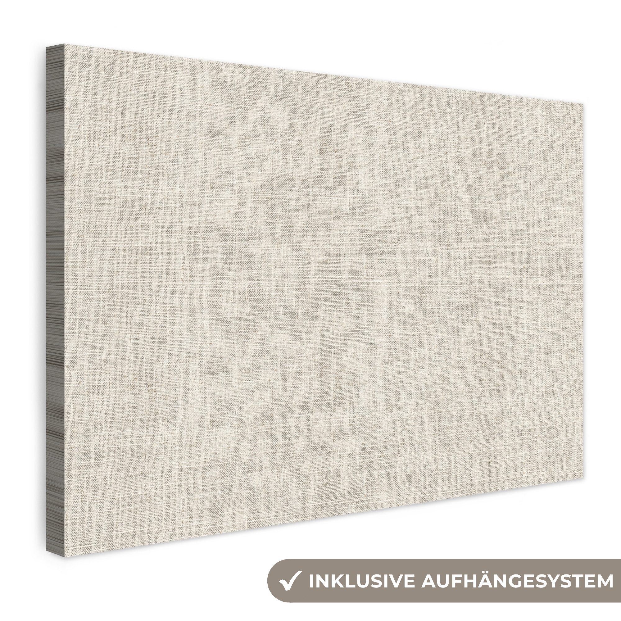 OneMillionCanvasses® Leinwandbild Leinen - Textur - Beige, Fotodruck (1 St), Leinwand Bilder Klein, Wand Dekoration Aesthetic 30x20 cm