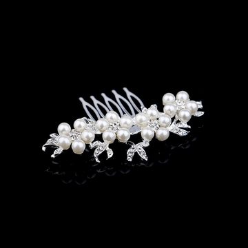 GLAMO Diadem Braut Haarschmuck, Hochzeit Haar Kamm Brautjungfer, Perle Strass