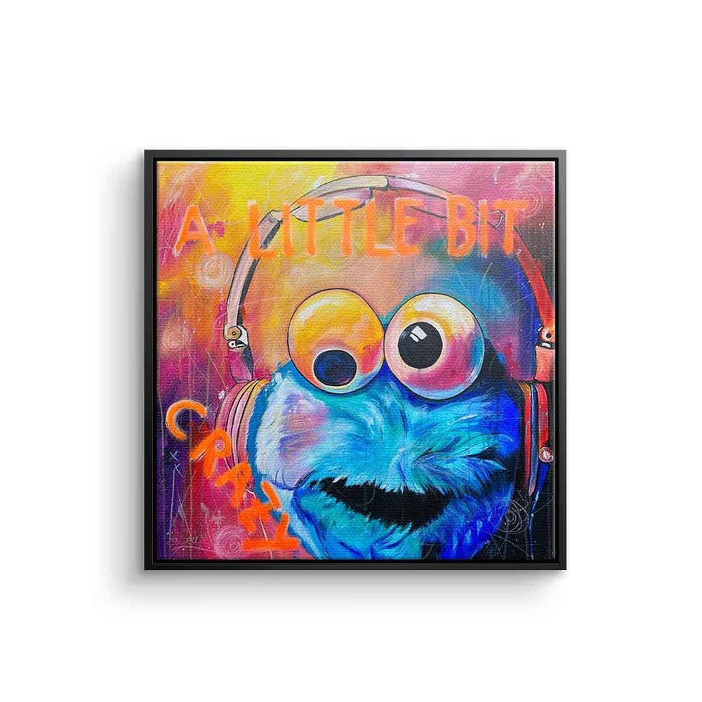 DOTCOMCANVAS® Leinwandbild, Leinwandbild Krümelmonster Cookie Monster Muppets designed by Sabrina schwarzer Rahmen
