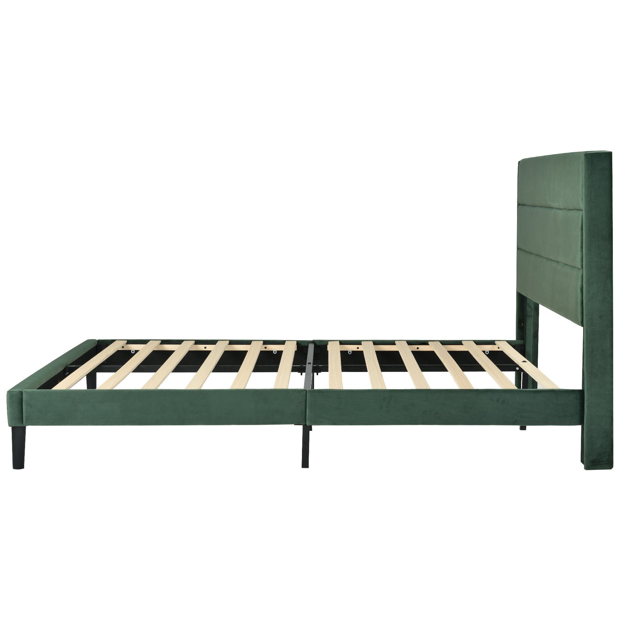 Polsterbett, 140 x 200 cm Doppelbett Ehebett mit Lattenrost & Kopfteil, Samt