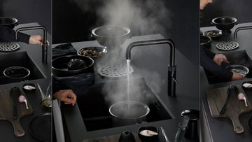 QUOOKER Küchenarmatur QUOOKER FUSION SQUARE Schwarz VAQ PRO3 mit CUBE 2 (3FSBLKCUBE) (2-St) 100°C Kochendwasserhahn mit Trinkwassersystem