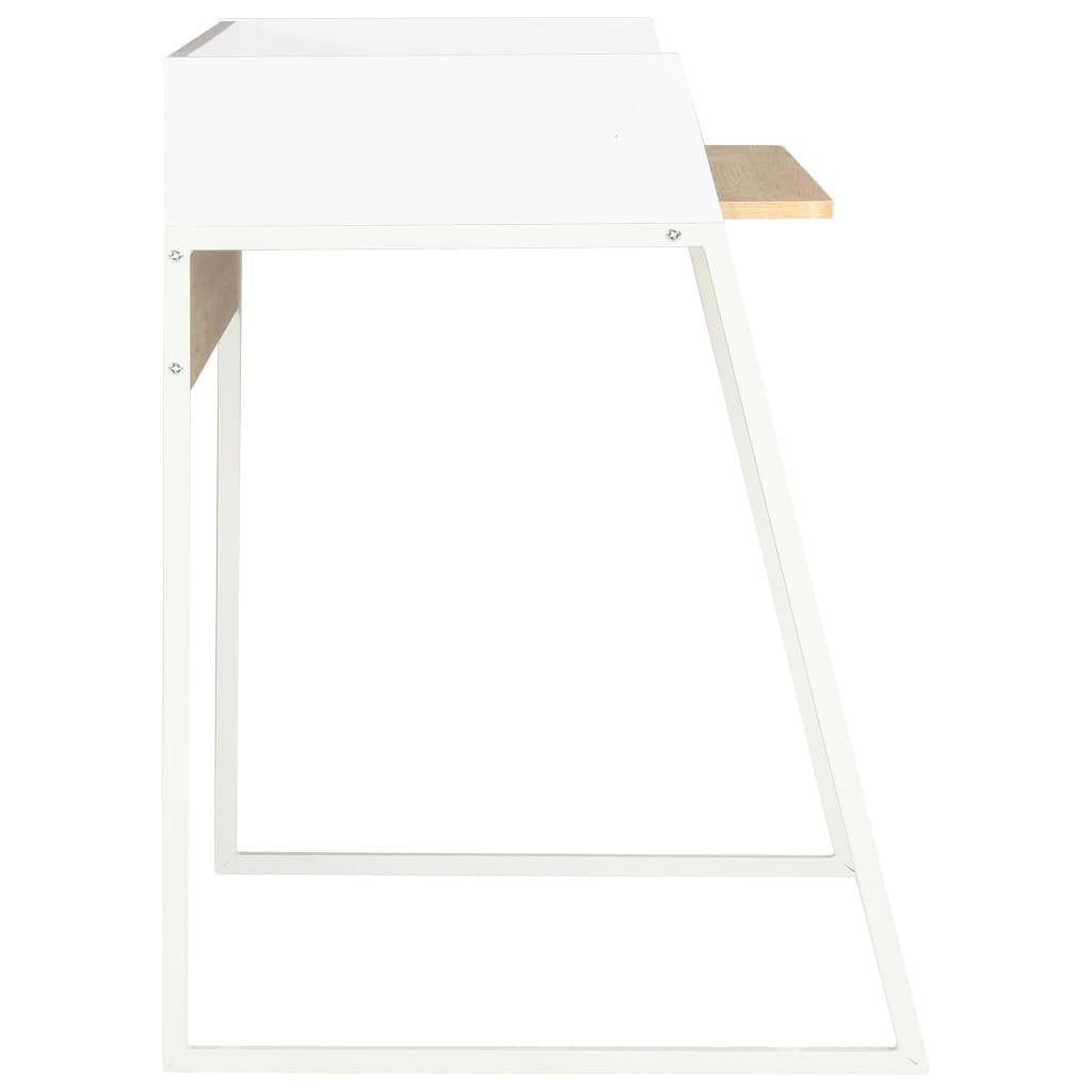 und Eiche Schreibtisch 90x60x88 cm Weiß furnicato