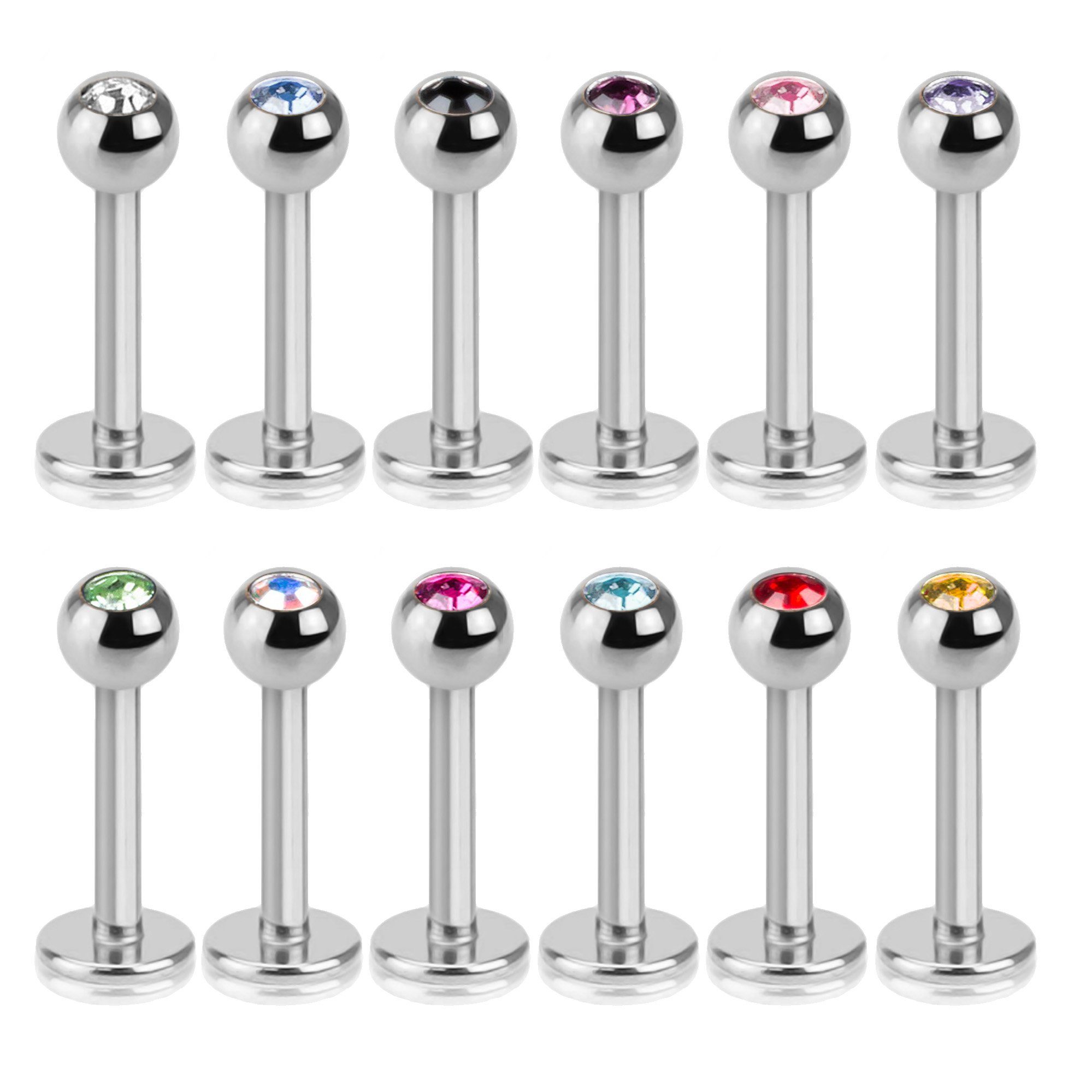 viva-adorno Piercing-Set Labret Piercing Stecker Lippenpiercing Zirkonia (S günstig online kaufen