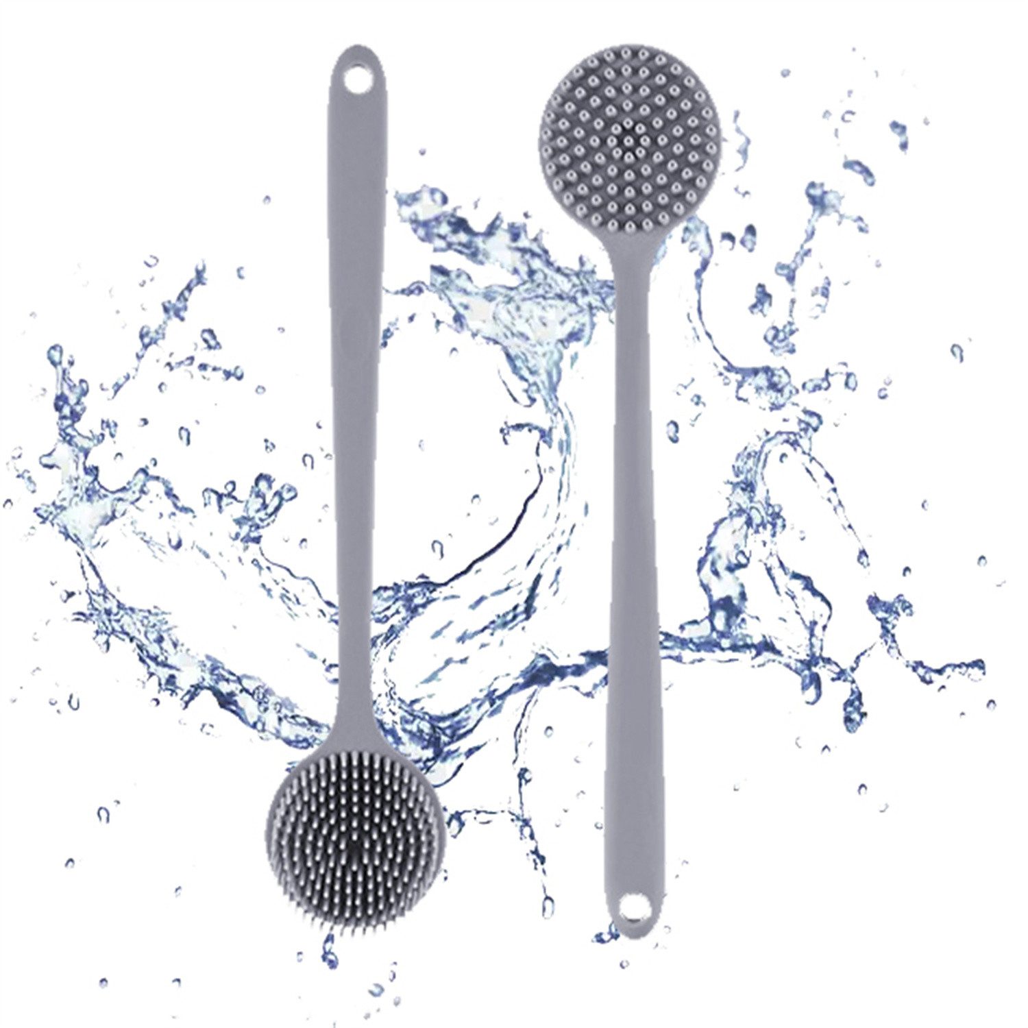 autolock Badebürste Silikon-Körperschrubber, Langer Griff Rückenschrubber( 2er-Pack)