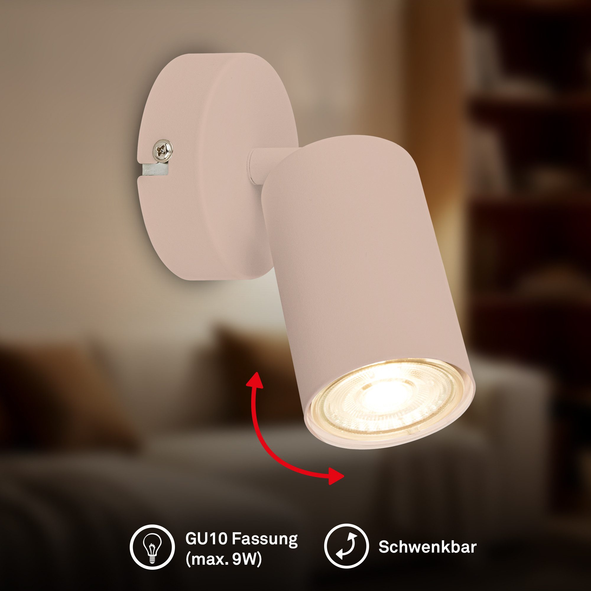 Briloner Leuchten Deckenleuchte LED Wandlampe Deckenlampe innen Schlafzimmer Wohnzimmer GU10, 1-flammig, ohne Leuchtmittel, Abhängig vom Leuchtmittel - Warmweiß / Neutralweiß / Kaltweiß, Wandlampe Innen 80 x 15,5 cm Silberfarbig max. 9W GU10 Kinderzimmer