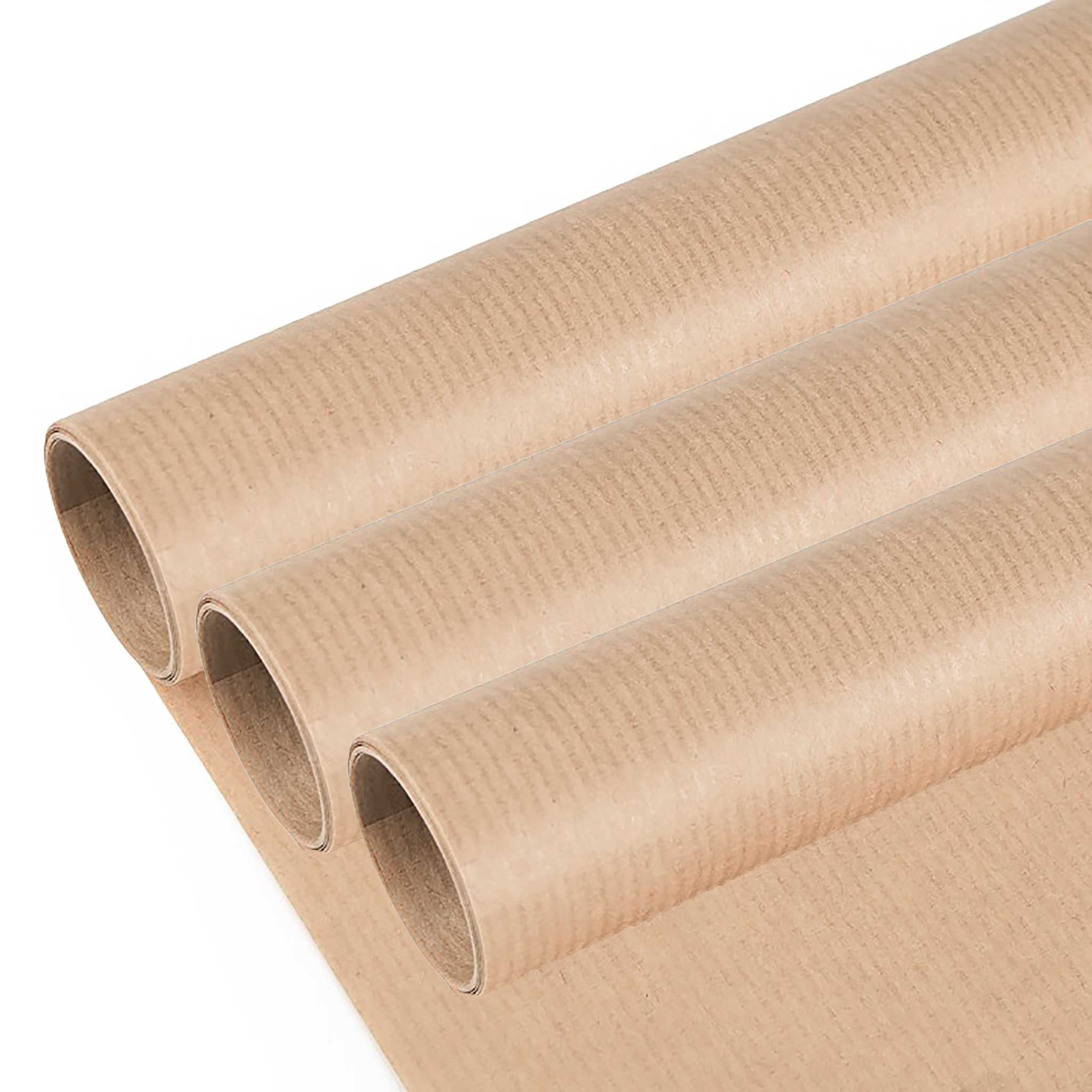 maDDma Geschenkpapier 3 Rollen Geschenkpapier gestreift Dekopapier Verpackungspapier, natur