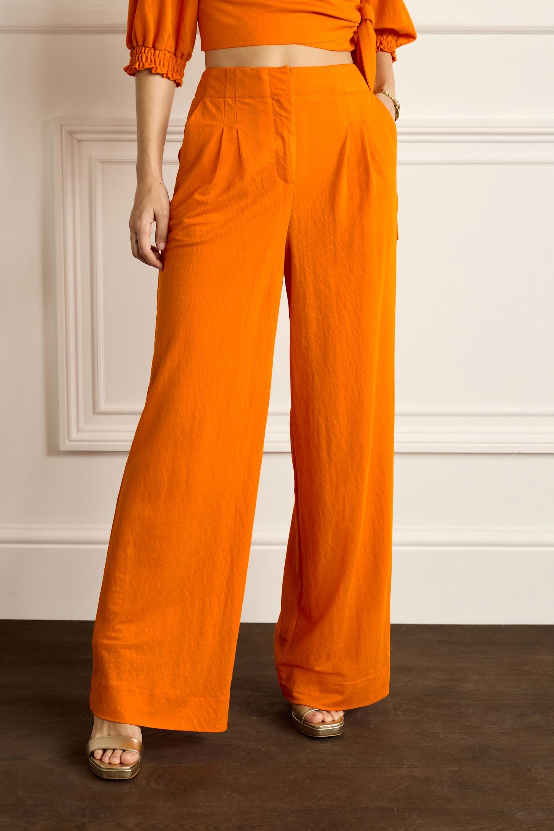 Hose mit Palazzohose Bein, weitem Next Kombiteil Orange (1-tlg)