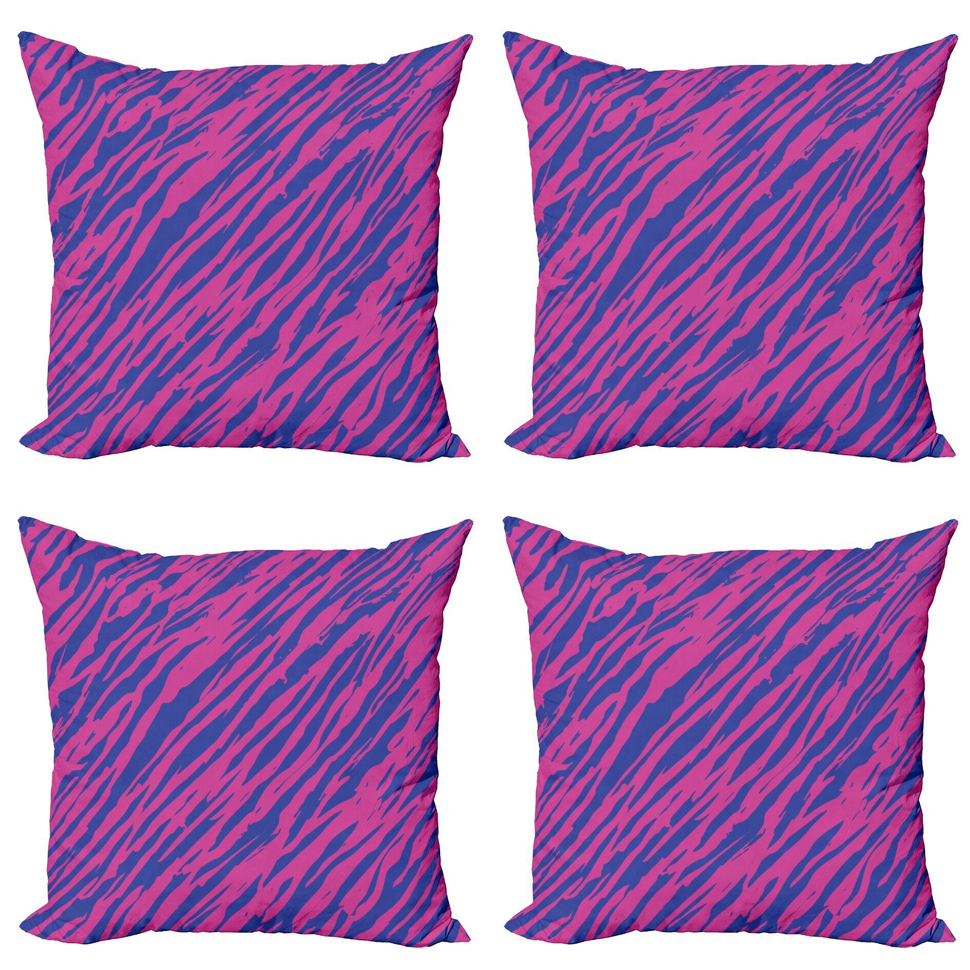 Kissenbezüge Modern Accent Doppelseitiger Digitaldruck, Abakuhaus (4 Stück), rosa Zebra 80er Jahre Stil Grunge