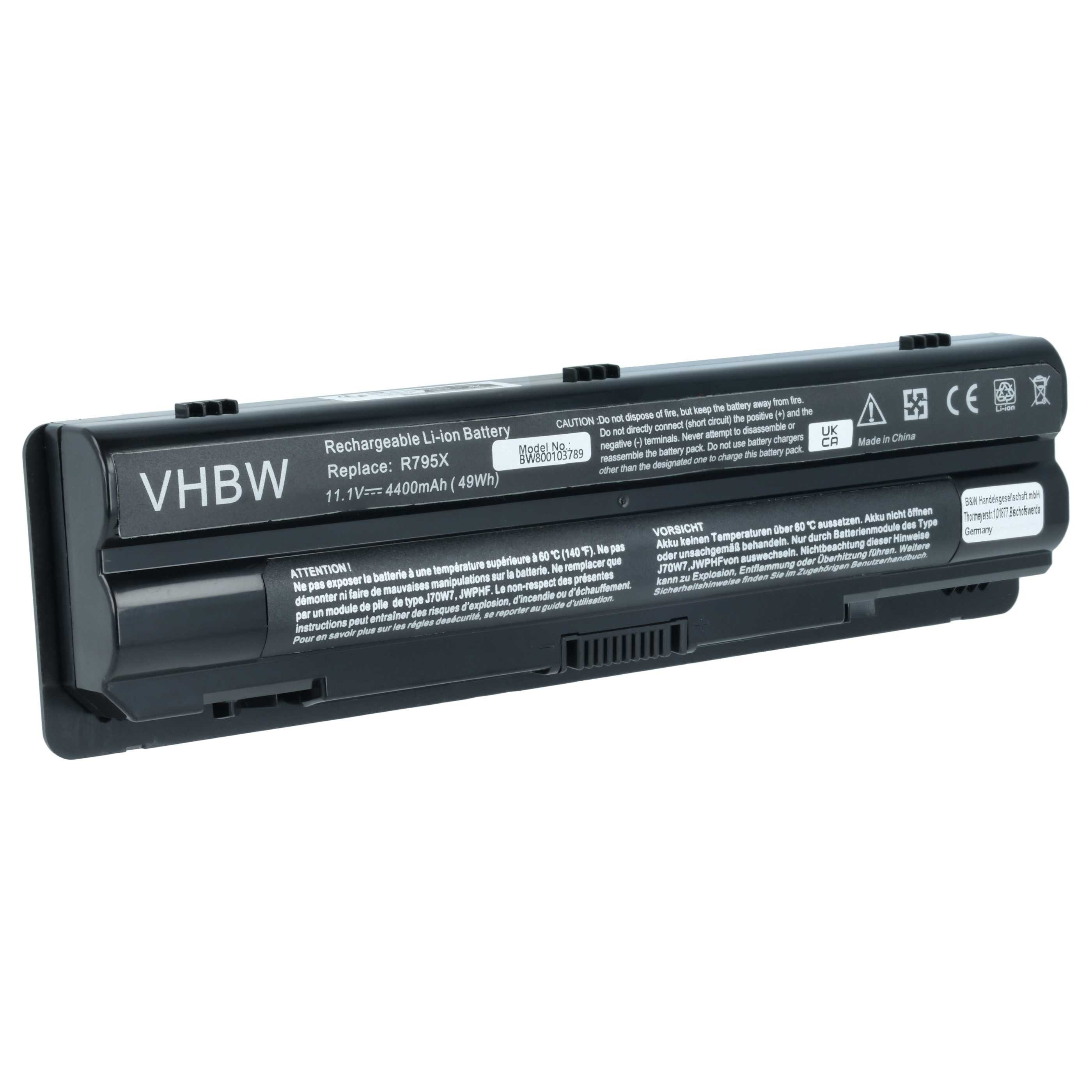 vhbw Akku passend für Dell XPS 15, 14, L502X, L501X, L401X, 17 (L702X), 14 Laptop-Akku Akku Li-Ion 4400 mAh (11,1 V, 1 St), Leistungsfähiger Austausch-Akku für Notebook, Wiederaufladbar, Jede