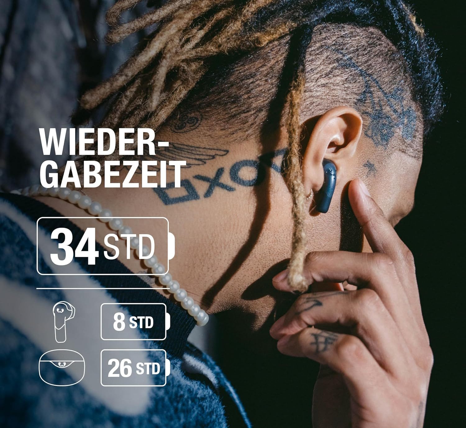 Fresh 'n Rebel Bluetooth Kopfhörer mit ANC, 34h Akku, IPX4, Mikrofon In-Ear-Kopfhörer (Kabellose Bluetooth Kopfhörer mit moderner Technologie für stabile Verbindung und hochwertigen, klaren Klang im Alltag., Kabelose Noise Cancelling Kopfhöre mit ENC Bluetooth 5.3 Touch Control)