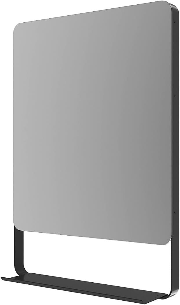 AQUALAVOS Spiegel Wandspiegel mit Ablage Schwarzer Aluminiumrahmen 4 mm Kristallglas Bad, 50x70 80x60 cm ohne LED Umweltfreundliches Material Einfache Montage
