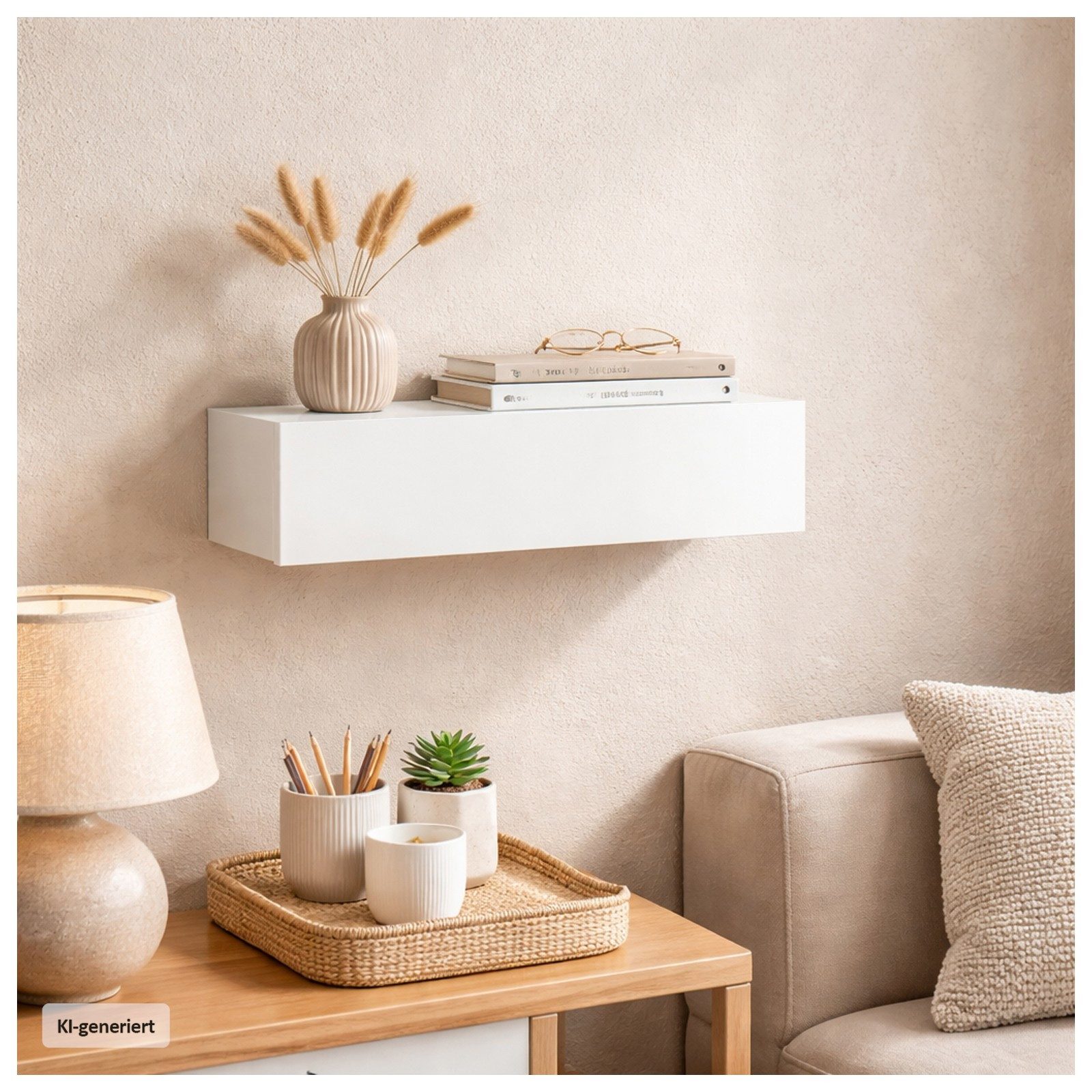 HTI-Living Wandregal mit Schublade 40 cm Weiß, 1 Stück 1-tlg.