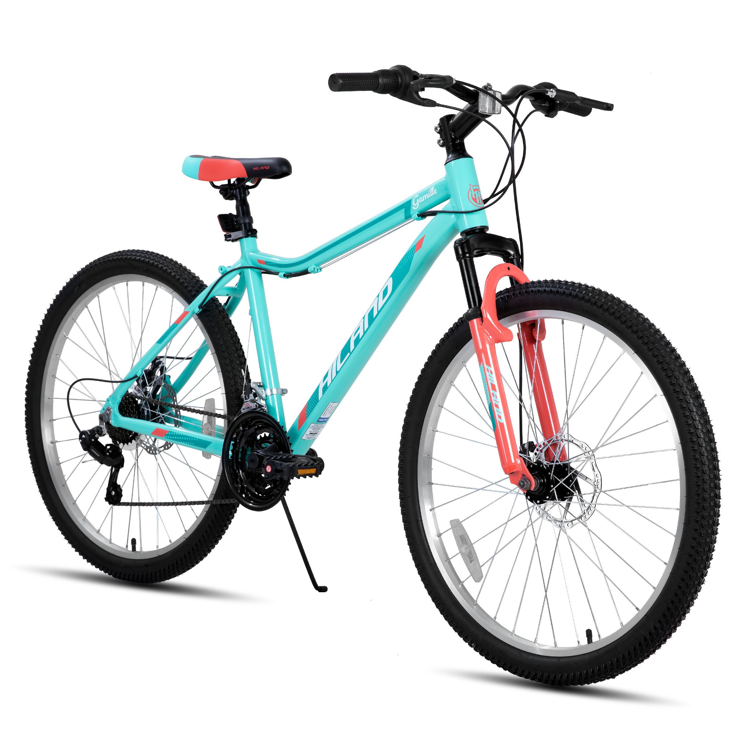 HILAND Mountainbike 26/27,5 Zoll Fahrrad für Erwachsene, MTB für Männer und Frauen, Mit Aluminium Rahmen, 18 Gang,Doppelscheibenbremse Federgabel