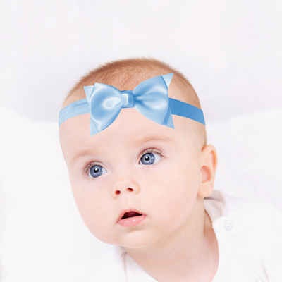 Timfanie Stirnband Timfanie® 2x Baby Kopfschmuck mit Schleife, one-size, blau + natur (blau, 1-St., Set aus 2 Stück)