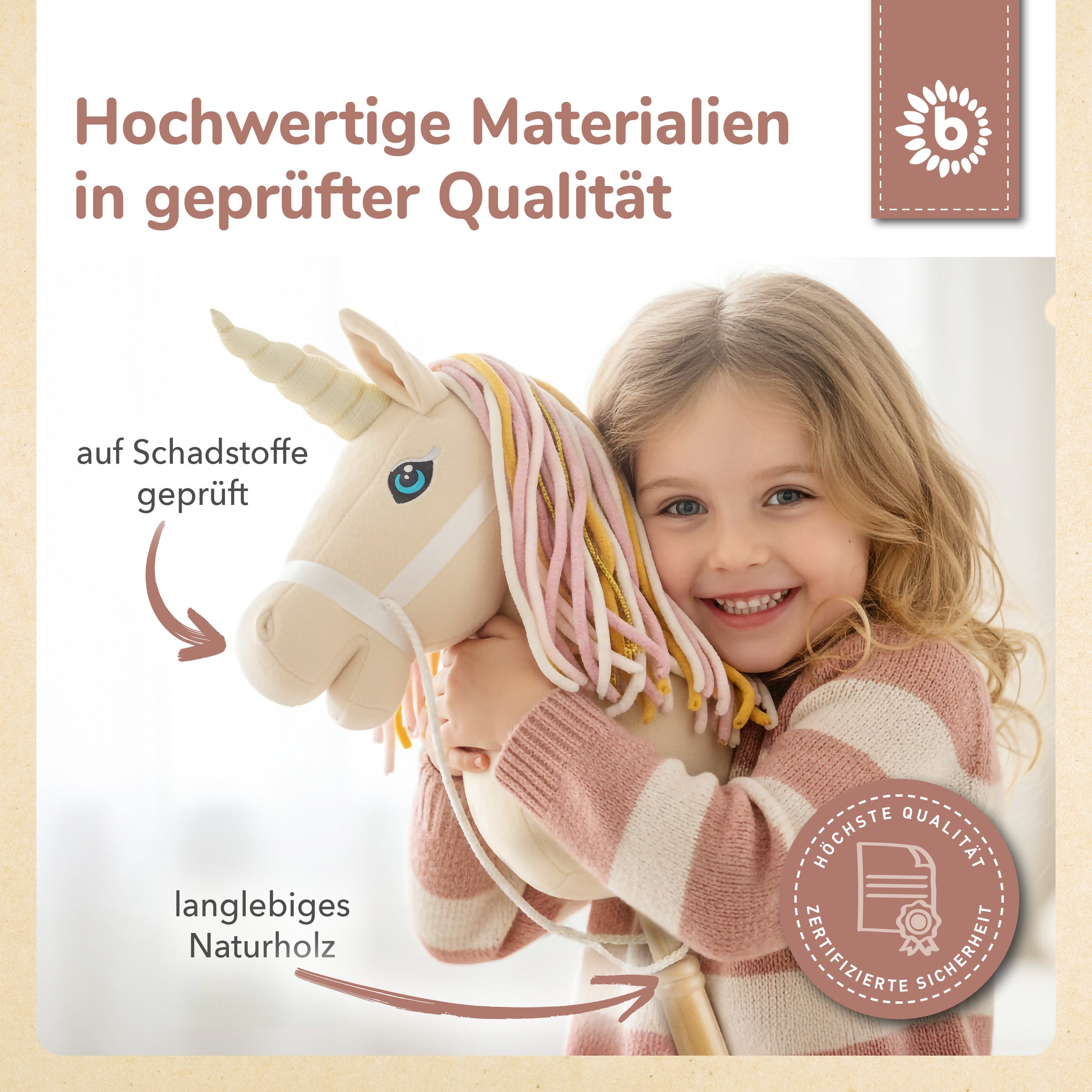 BIECO Steckenpferd Bieco Steckenpferd Kinder Einhorn Aurora Hobby – Bild 5 von 5