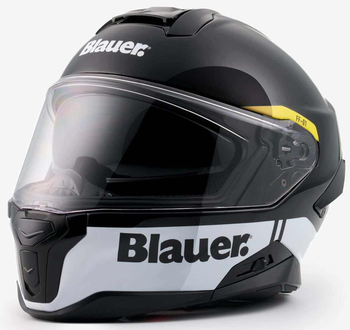 Blauer Motorradhelm FF-01 Helm, vorbereitet für Kommunikationssystem,Notfallsystem-Polsterung (EQ